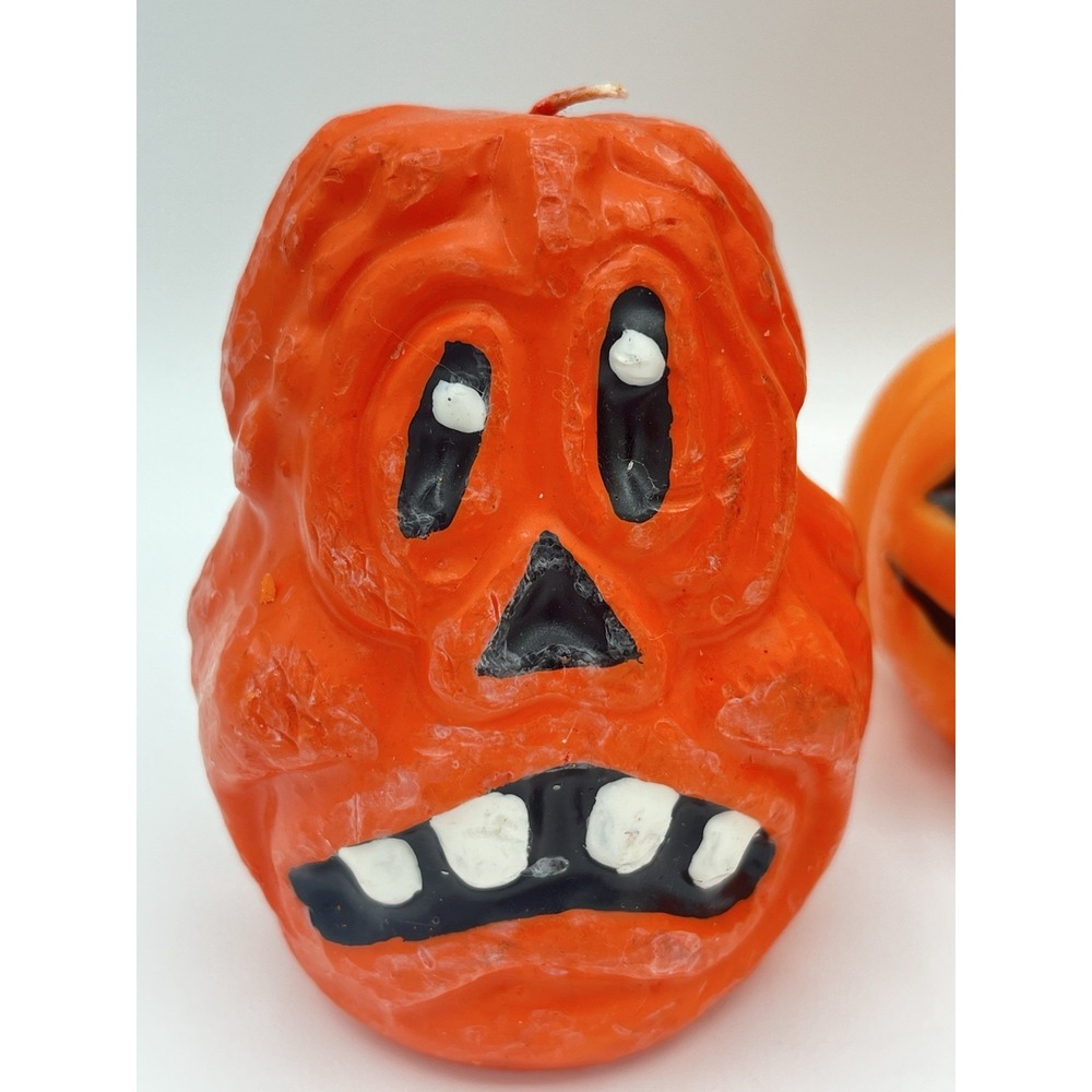 Vintage Halloween Jack O Lantern Pumpkin Candles Lot of 3 Holiday Decor - Picture 8 of 12